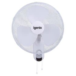 Igenix DF1656 Wall Fan, 16 Inch, 3 Speed, Quiet Operation, Adjustable Angle, White