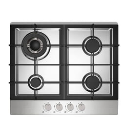 Statesman GH60WH 4 Burner Gas Hob Cooktop, Front Panel Control, 60cm, White