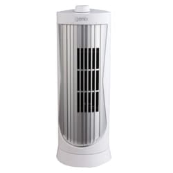 Igenix DF0020WH Mini Tower Fan, 12 Inch, 2 Speed, Oscillating, Quiet Operation, Ideal for Desks or Bedside Tables, Home or Office Use, White/Silver