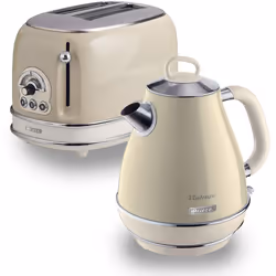 Ariete ARPK1 Retro Style Jug Kettle and 2 Slice Toaster Set, Vintage Design - Cream