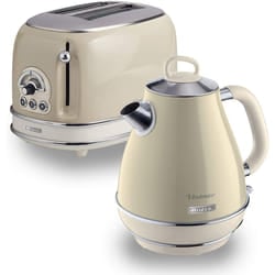 Ariete ARPK1 Retro Style Jug Kettle and 2 Slice Toaster Set, Vintage Design - Cream