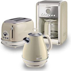 Ariete ARPK7 Retro Style Jug Kettle, 2 Slice Toaster and Filter Coffee Machine Set, Vintage Design, Cream