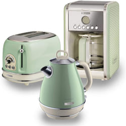 Ariete ARPK8 Retro Style Jug Kettle, 2 Slice Toaster and Filter Coffee Machine Set, Vintage Design, Green