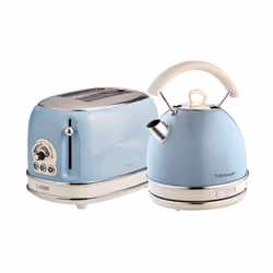 Ariete ARPK12 Retro Style Dome Kettle and 2 Slice Toaster Set, Vintage Design - Blue