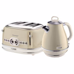 Ariete ARPK19 Retro Style Jug Kettle and 4 Slice Toaster Set, Vintage Design - Cream