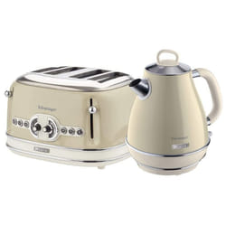 Ariete ARPK19 Retro Style Jug Kettle and 4 Slice Toaster Set, Vintage Design - Cream