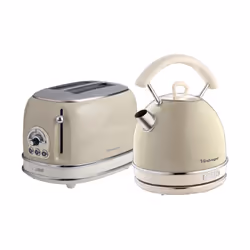 Ariete ARPK10 Retro Style Dome Kettle and 2 Slice Toaster Set, Vintage Design - Cream