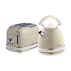 Ariete ARPK10 Retro Style Dome Kettle and 2 Slice Toaster Set, Vintage Design - Cream
