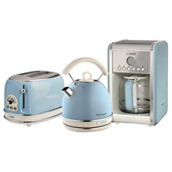 Ariete ARPK15 Retro Style Dome Kettle, 2 Slice Toaster and Filter Coffee Machine Set, Vintage Design - Blue