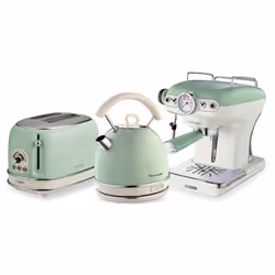 Ariete ARPK17 Retro Style Dome Kettle, 2 Slice Toaster and Espresso Machine Set, Vintage Design - Green