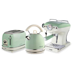 Ariete ARPK17 Retro Style Dome Kettle, 2 Slice Toaster and Espresso Machine Set, Vintage Design - Green