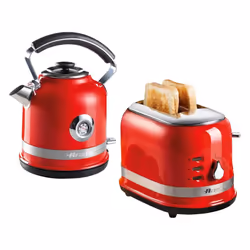 Ariete ARPK30 Moderna Cordless Kettle and 2 Slice Toaster Set, Stainless Steel Body - Red