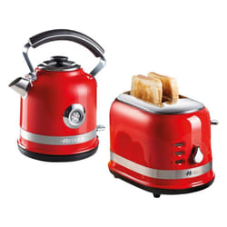 Ariete ARPK30 Moderna Cordless Kettle and 2 Slice Toaster Set, Stainless Steel Body - Red