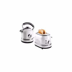 Ariete ARPK32 Moderna Cordless Kettle and 2 Slice Toaster Set, Stainless Steel Body, - White