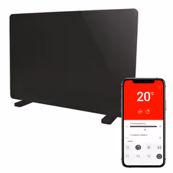 Smart Glass Panel Heater 2000 W, Amazon Alexa, Black, Igenix IG9521BLWIFI