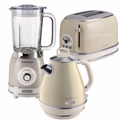 Ariete ARPK22 Retro Style Jug Kettle, Toaster & Jug Blender Set, Vintage Design, Cream