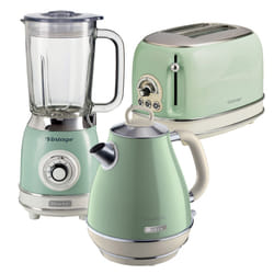 Ariete ARPK23 Retro Style Jug Kettle, Toaster & Jug Blender Set, Vintage Design, Green