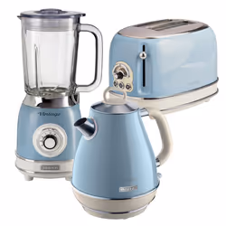 Ariete ARPK24 Retro Style Jug Kettle, Toaster & Jug Blender Set, Vintage Design, Blue