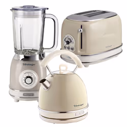 Ariete ARPK25 Retro Style Dome Kettle, Toaster & Jug Blender Set, Vintage Design, Cream
