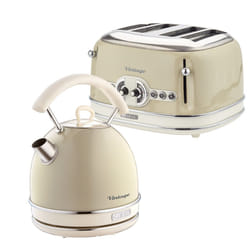 Ariete ARPK39 Retro Style Dome Kettle and 4 Slice Toaster Set, Vintage Syle, Cream