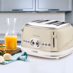 Ariete ARPK39 Retro Style Dome Kettle and 4 Slice Toaster Set, Vintage Syle, Cream