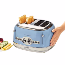 Ariete ARPK41 Retro Style Dome Kettle and 4 Slice Toaster Set, Vintage Style, Blue