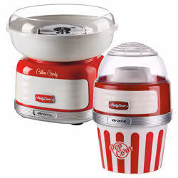 Ariete  Retro Style Candy Floss Maker and Popcorn Maker Set, Red