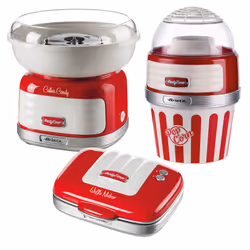 Ariete Retro Style Candy Floss, Popcorn Maker and Waffle Maker Set, Red