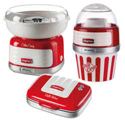 Ariete Retro Style Candy Floss, Popcorn Maker and Waffle Maker Set, Red