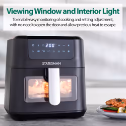 Statesman SKAF05015BK Digital Air Fryer 5 Litre, 8 Pre Set Cooking Programmes, Black