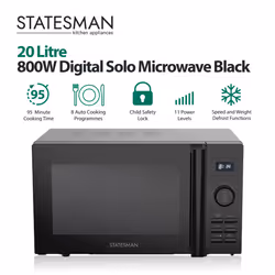 Solo Digital Microwave, 20 Litre, 800W, Black, Statesman SKMS0820DSB