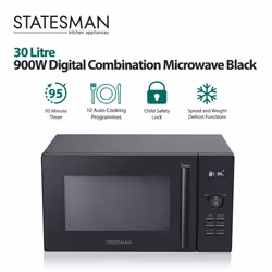 Digital Combination Microwave, 900 W, 30 Litre, Black, Statesman SKMC0930SB
