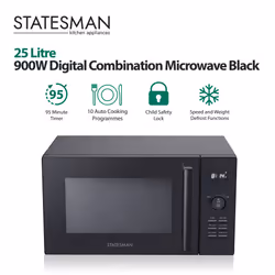 Digital Combination Microwave with Grill and Convection, 900 W, 25 Litre, Black, Statesman SKMC0925SB