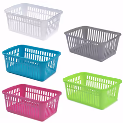 Small Large Rectangle Home House Kitchen Office Study Plastic Storage Basket Box - Clear, Medium