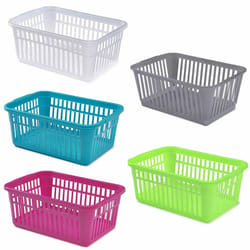 Small Large Rectangle Home House Kitchen Office Study Plastic Storage Basket Box - Clear, Medium