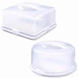 Plastic Cake Box Carrier Storage Container with Handle Locking Lid Round Square - Square