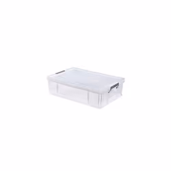 Whitefurze Allstore Container with Silver Clamp, Plastic, Natural, 37 Litre