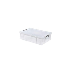 Whitefurze Allstore Container with Silver Clamp, Plastic, Natural, 37 Litre