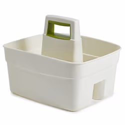 Whitefurze Kitchen Caddy with Leaf Green Insert, Cream, 13.39 x 10.55 x 6.69 cm