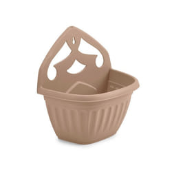 32cm Wall Hanging Planter Plastic Athens Flower Pot Taupe Cream Garden Basket
