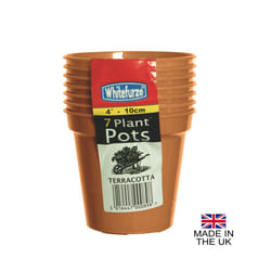 ) Terracotta Colour Plastic Plant Flower Pots or Saucers - Various sizes 3" to 15" - 4" Pot (Pack of 7