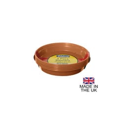 ) Terracotta Colour Plastic Plant Flower Pots or Saucers - Various sizes 3" to 15" - 5"-6" Saucer (Pk of 5