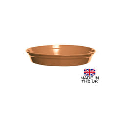 ) Terracotta Colour Plastic Plant Flower Pots or Saucers - Various sizes 3" to 15" - 7"-8" Saucer (Pk of 1