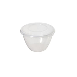 Whitefurze 0.6L Litre Round Microwave Plastic Pudding Bowl With Lid