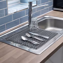PVC Sink Saver Draining Board Mat Kitchen Drainer - Silver