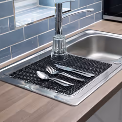 PVC Sink Saver Draining Board Mat Kitchen Drainer - Black