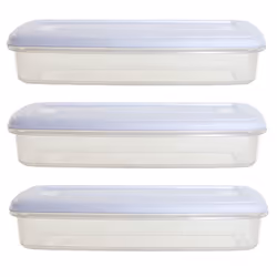 Whitefurze Oblong Plastic Food Tub Bacon Storage Box With Lid 1L 29cm x 12cm
