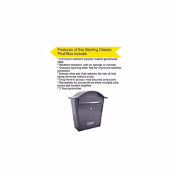 Sterling MB01A Classic Wall Mounted Galvanised Steel Lockable Weatherproof Post Box-Anthracite RAL 7016-36x37x13cm, 36x37x13cm