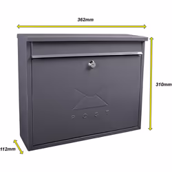 Sterling MB02A Anthracite Burg-WÃ¤chter Elegance Wall Mounted Galvanised Steel Lockable Weatherproof Post Box RAL 7016-36x31x10cm