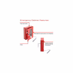 EB01 Emergency Key Box, with Brak Glass Hammer,Red,120mm x 150mm x 40mm